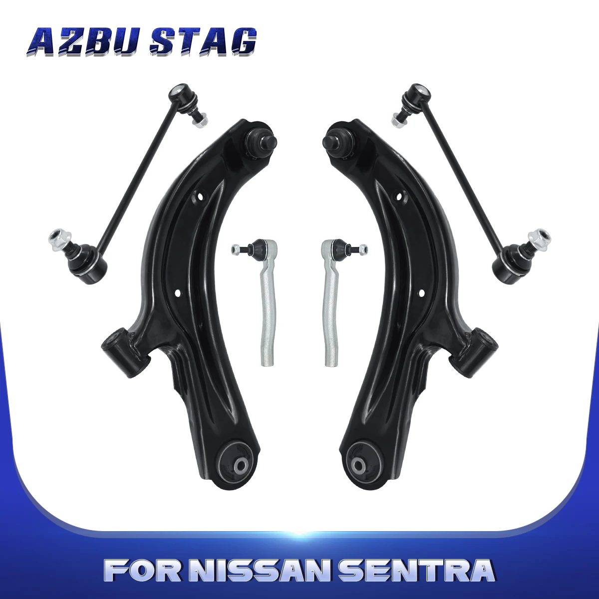 

AzbuStag 6Pcs Front Lower Control Arm Sway Bar Link Tie Rod for Nissan Sentra NV200 Chevrolet City Express 2013 2014-2019