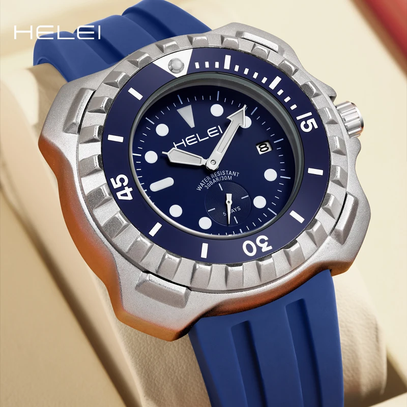 

HELEI new simple personality KHAKI FIELD wild series multi-function quartz movement 2024 men's quartz watch men's watches