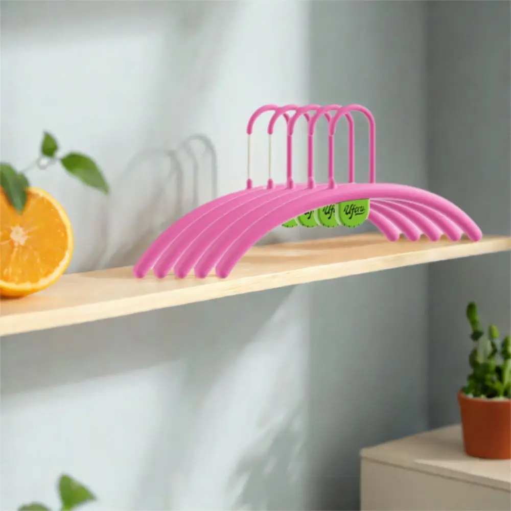 5PCS Multifunctional Thickened Semi-round Coat Hanger Plastic No Trace Clothes Rack Reusable Space Saving Drying Rack Bedroom