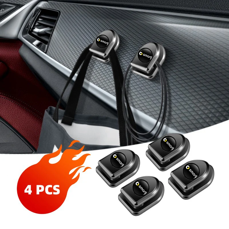 4Pcs Mini Car Paste Hook Dashboard Hanging Strong Ganci Adesivi Accessori Auto Per Smart Fortwo 451 450 453 Forfour