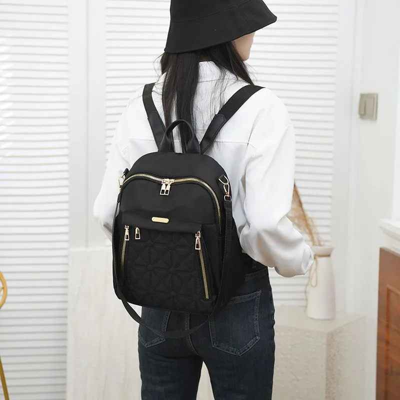 Women Backpack Water Proof Travel Korean Fashion Double Shoulder Bag Solid Color Nylon Multifunctionla Travel Handle Bag 6