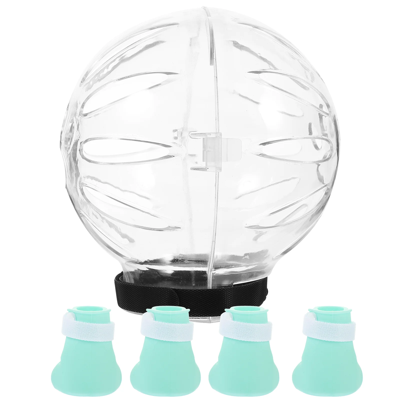 1 Set of Protective Cat Head Shield Clear Silicone Hat Anti-biting Pet Head Hood With Claw Protector