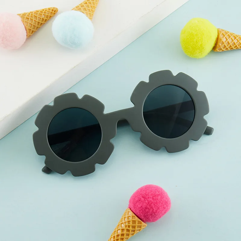 New Tire Flower Round Frame Sun Glasses Cute Decorative Girls Boys Children Kids Outdoor Sun Protection Eyeglasses children sunglasses kids glasses frame