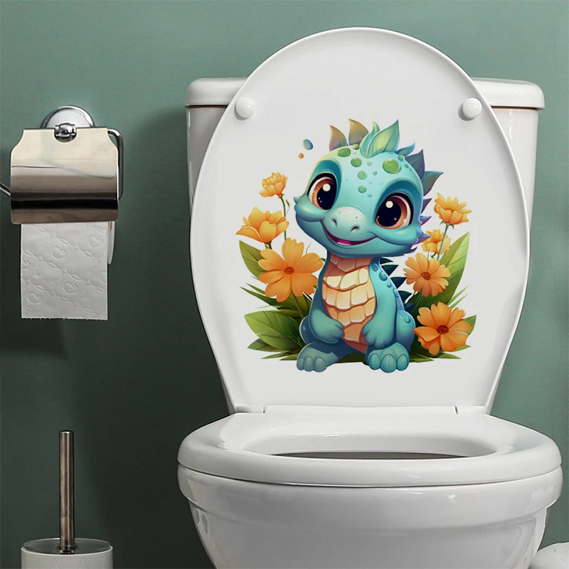 Baby Dinosaur Wall Sticker Bathroom Toilet Decor Living Room Cabinet Refrigerator Home Decoration Decals