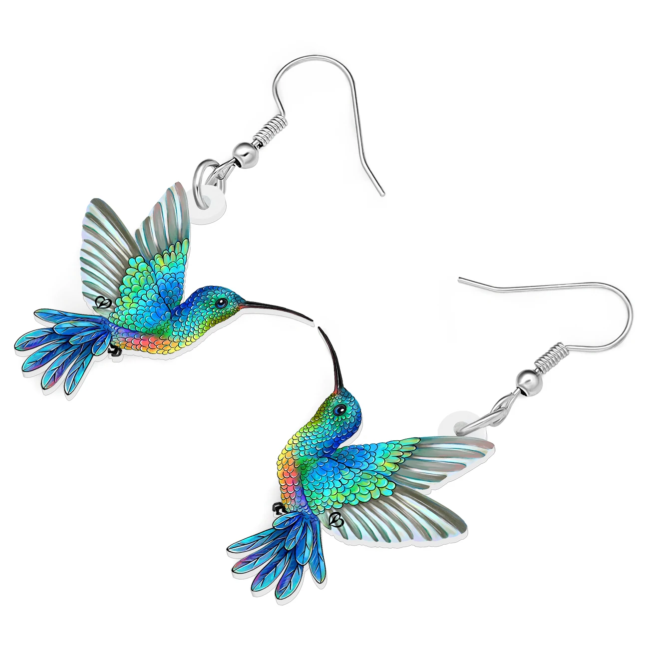 BONSNY Acrylic Flying Hummingbird Drop Dangle Earrings Spring Summer Bird Jewelry for Women Girls Kids Charms Gifts Accessories