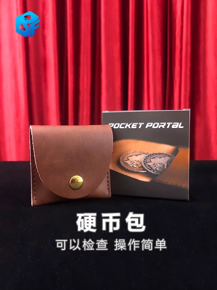 

Pocket Portal (Morgan Dollar Size) Magic Tricks Leather Coin Bag Magician Tools Close Up Gimmicks Illusion Magia Accessory Props