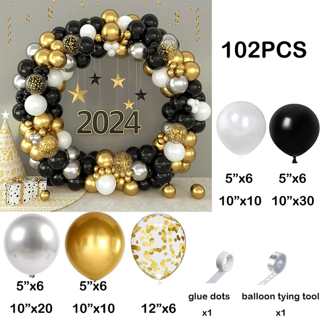 2024 New Year Black Balloons Garland Silver Gold Confetti Balloon Arch Kit  Graduation Birthday Party Wedding Anniversary Decor - AliExpress