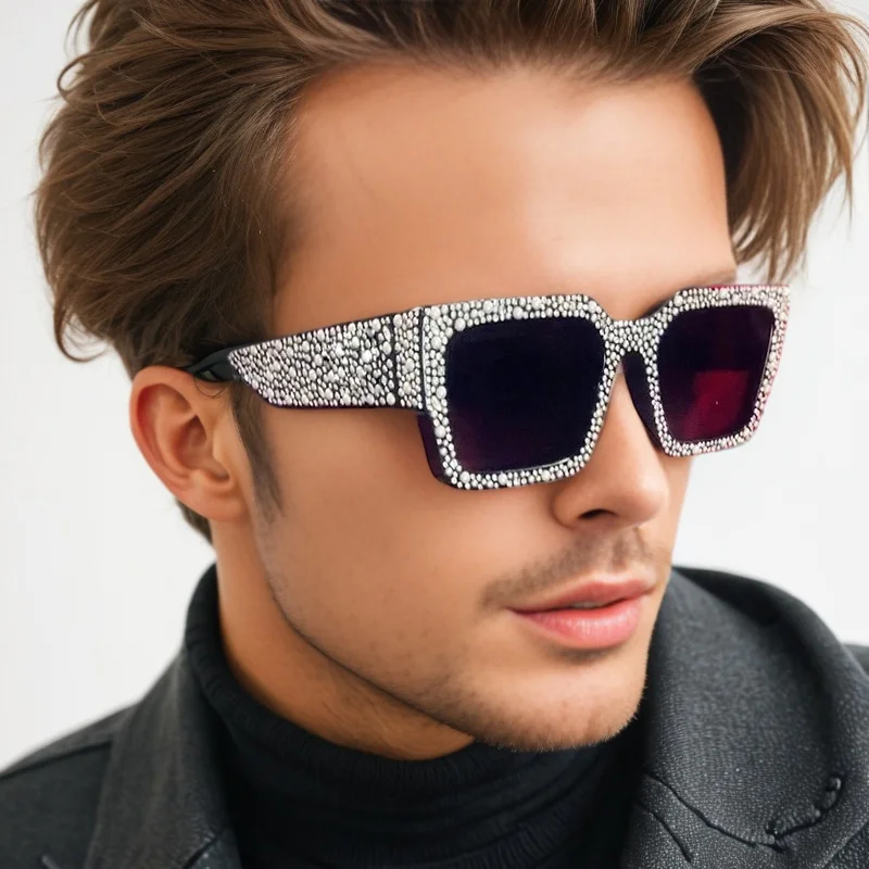 Retro Großen Rahmen Frauen Quadratische Sonnenbrille Schwarz Rechteck Coole Männer Sonnenbrille Einteilige Designer Sonnenbrille für Weiblich Männlich