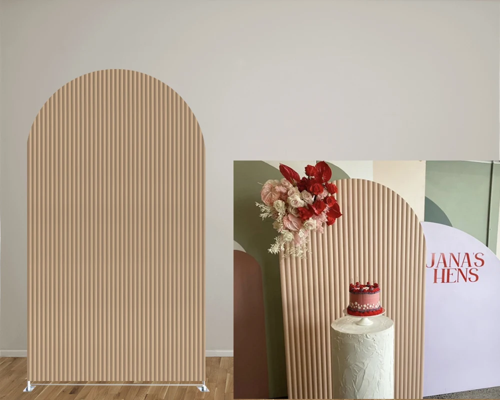 

Brown Vertical Stripe Theme Arch Backdrop Cover for Birthday Parties, Wedding and Baby Shower Party Decoration Props