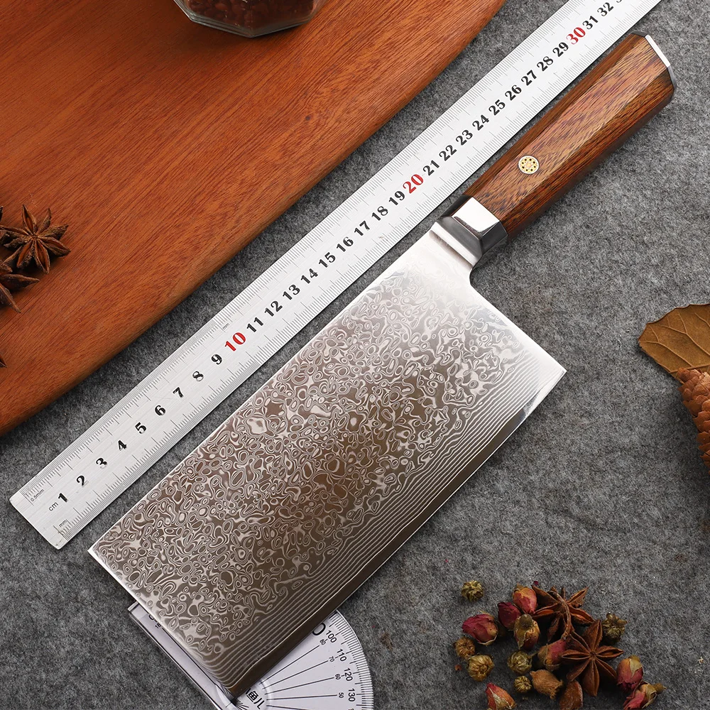 

XIANGZUO VG10 лезвие из дамасской стали рукоятка из палисандра шеф-повар бытовой уличный нож для измельчения многоцелевой инструмент для повседневного использования