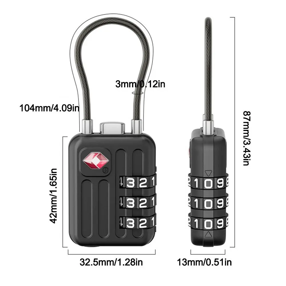 Zinc Alloy 3 Digit Combination Lock for Luggage Security