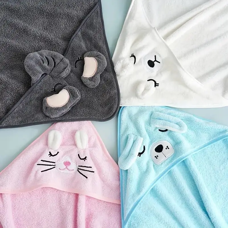 Baby Bath Towel Boy Girl Newborn with Hood Cartoon Animal Coral Fleece Infant Towels Blanket Baby Bathrobe Robe Shower