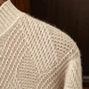 2024 Autumn/Winter New Collection (100% Cashmere) Men's Seven Needle Thickened Half High Neck Double Color Casual Sweater 4