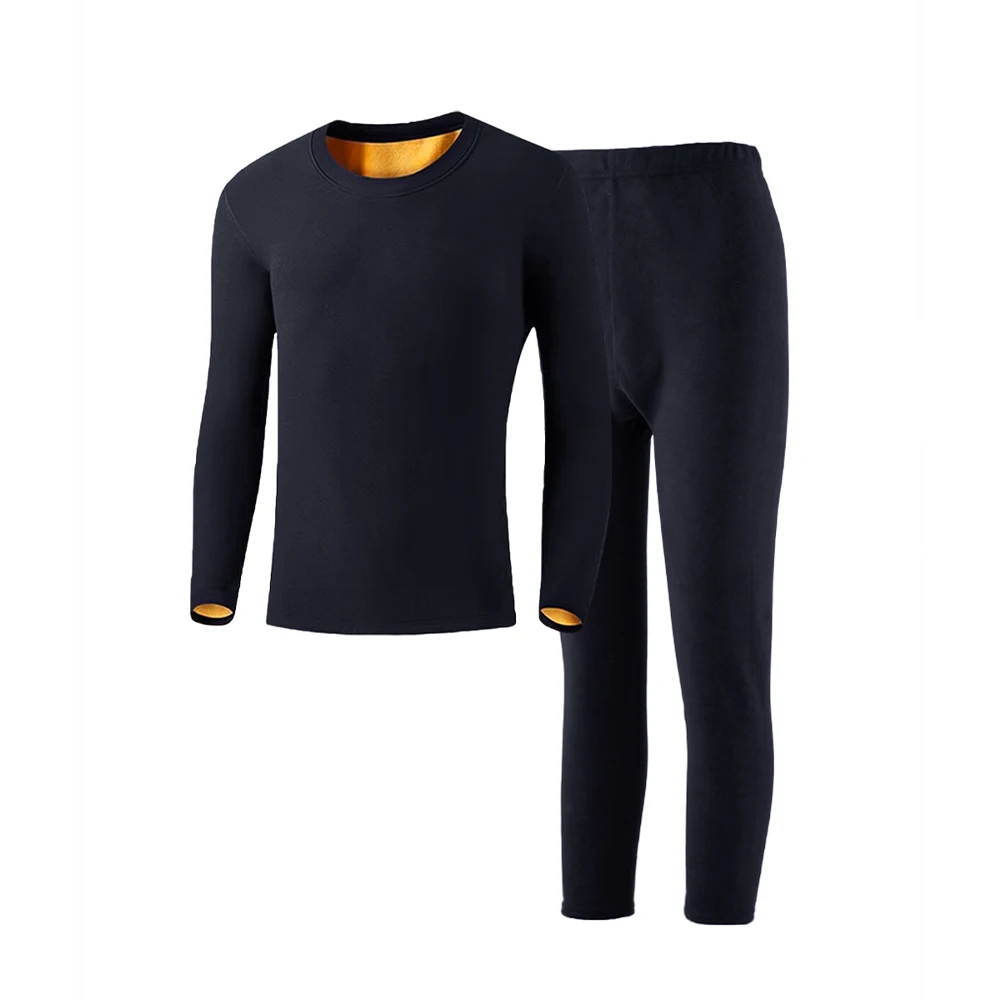 Modishion new men's winter thermal underwear set comfortable warm plus velvet high elastic sports underwear two-piece set