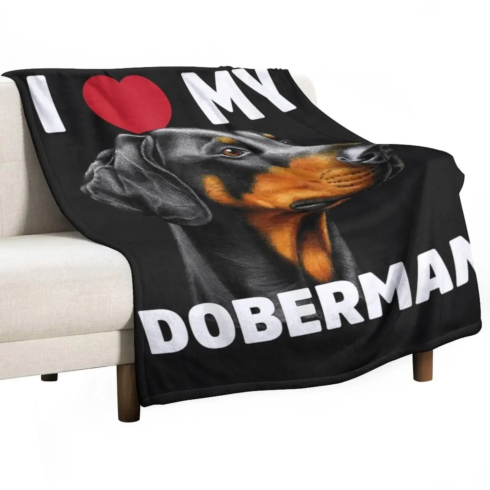 

I Love My Doberman T-shirt Throw Blanket bed plaid Weighted warm winter Decorative Throw Blankets