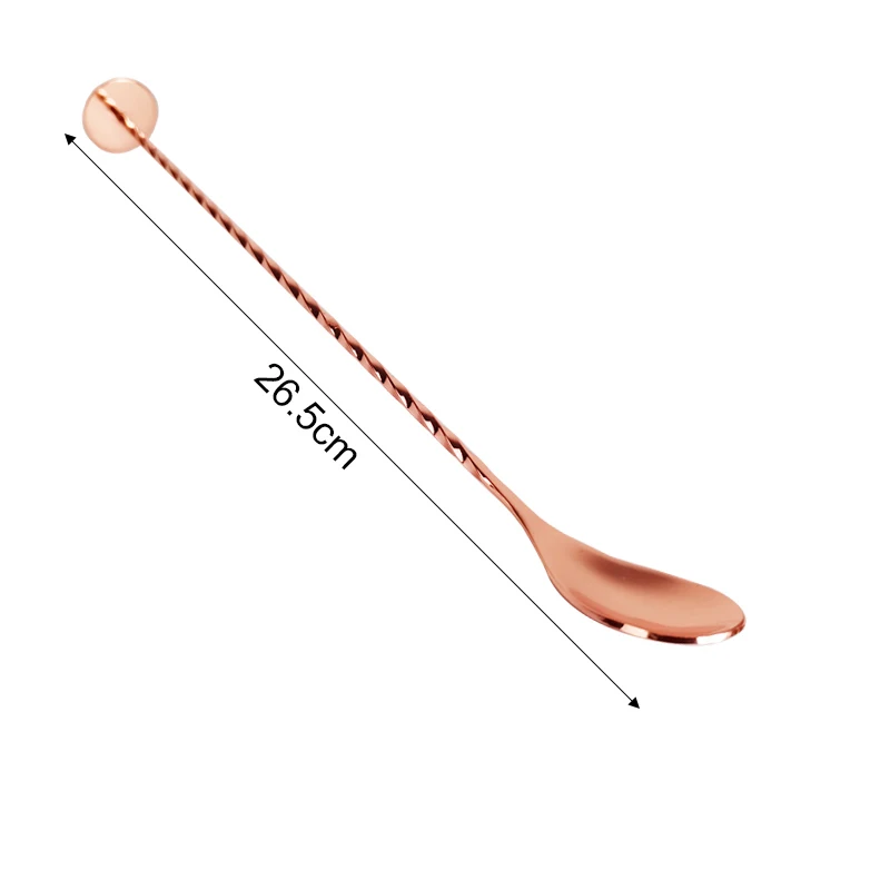 Elegant Black/Rose Gold Spiral Pattern Cocktail Mixing Spoon Set