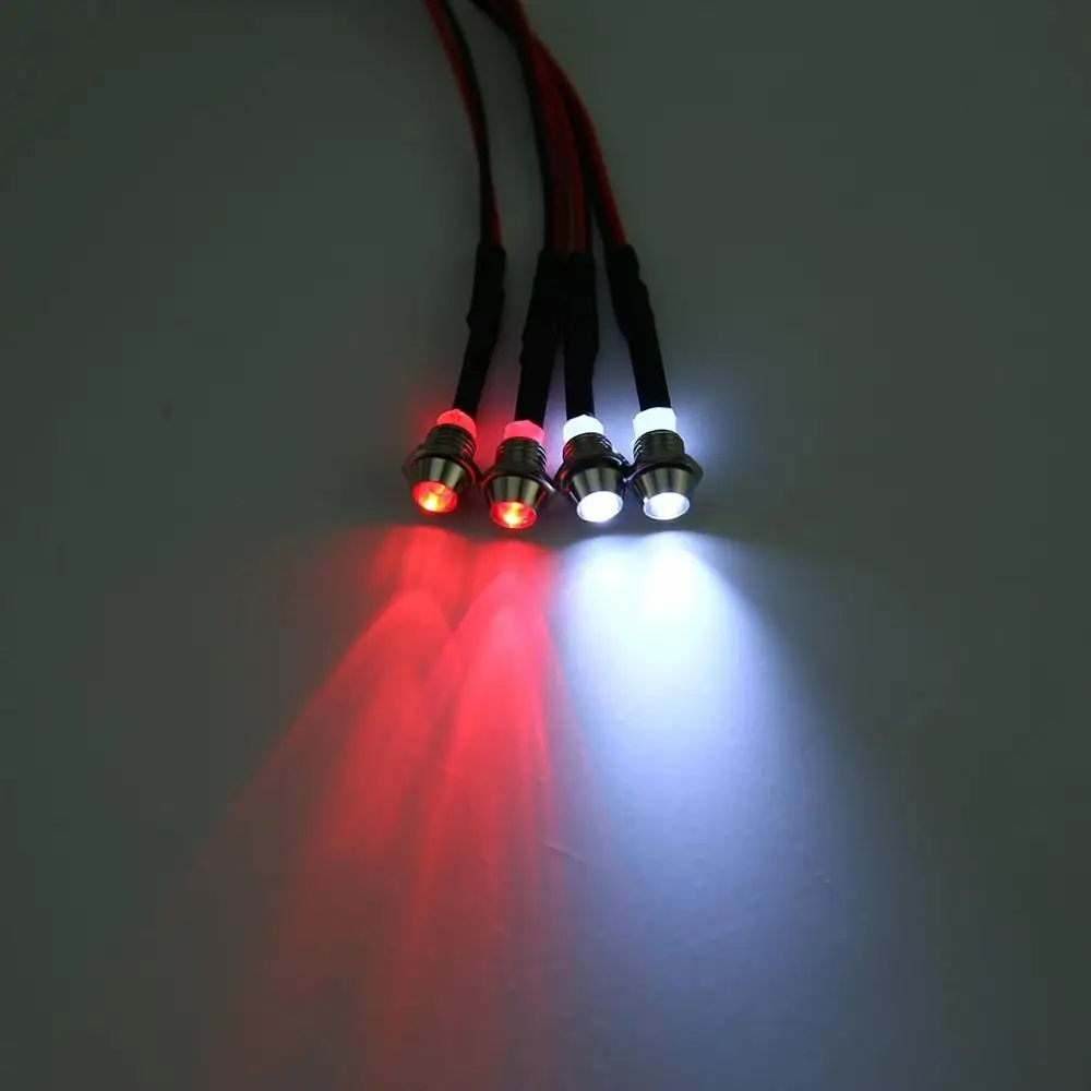 LEDヘッドランプ,5mm,4個 (緑/青/赤/白),リモコン付き,ラジコン