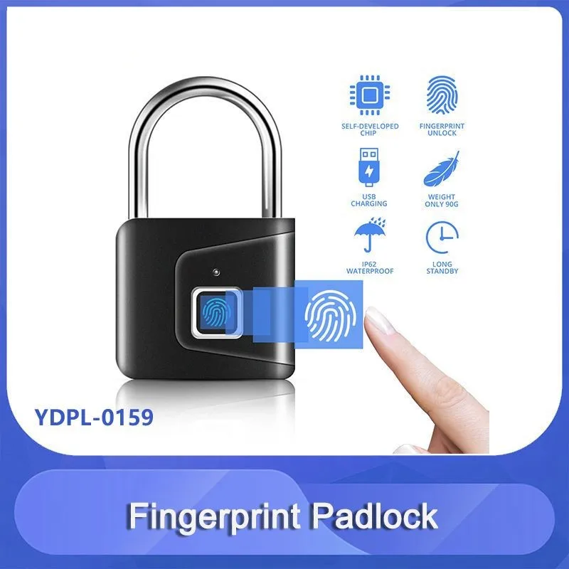 

YDPL-0159 Smart Fingerprint Padlock Luggage Dormitory Door Lock Rechargeable Outdoor Anti-Theft Waterproof Electronic Password
