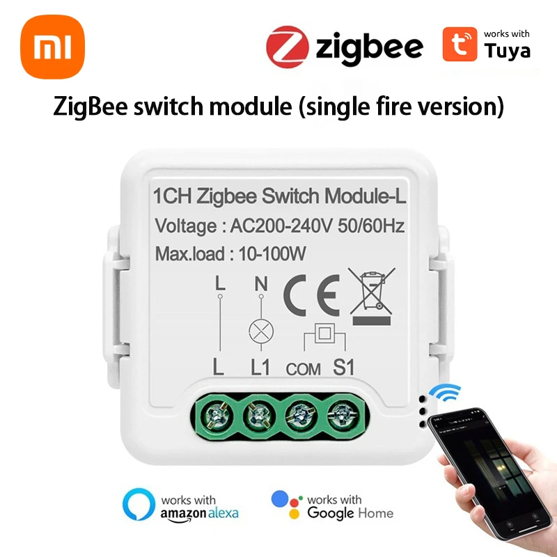 Xiaomi No Neutral Tuya Zigbee 3.0 Smart Light Mini Switch Module 1 2 3 Gang Support Home Assistant Tramite Alexa Google Home
