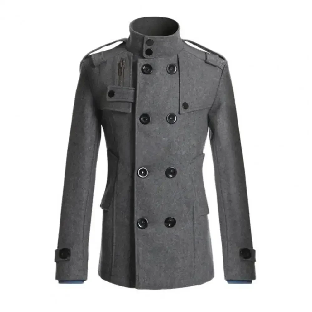 

Formal Clothing Business Double-breasted Solid Overcoat Color Wool Windbreaker Men For Outer Work Coat Winter Casual Jacket Wear