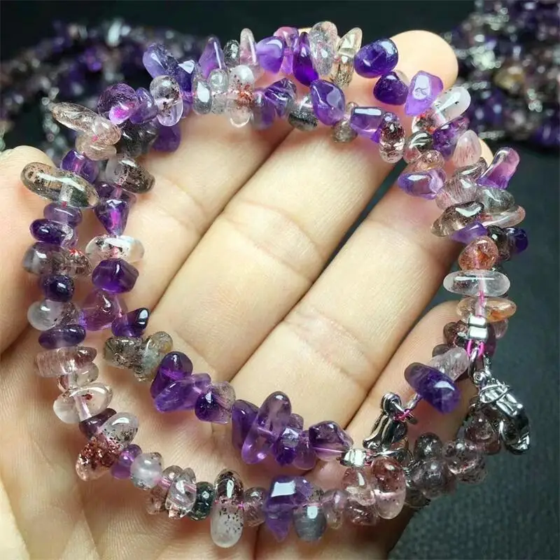 

Natural Purple Seven Gravel Bracelet Precious Stones Crushed Crystal Fashion Charms Bracelet Jewelry Gift 1pcs