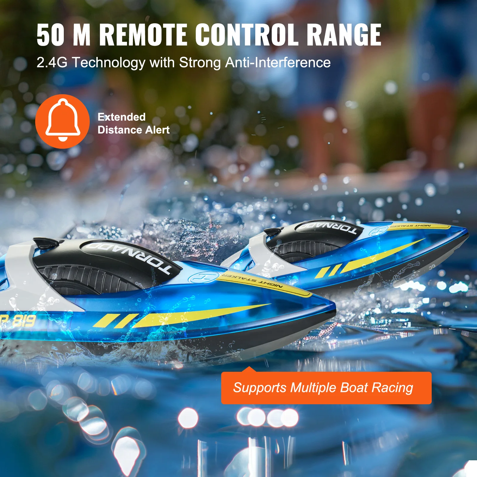 VEVOR HJ819 RC Boat 2.4GHz 12 km/h High-Speed Remote Control Racing Ship Water Speed Boat Children Model Toy for Kids Adults 5
