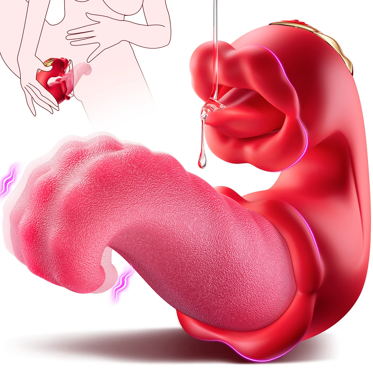 Rose-Zunge Vibrator für Frauen Vagina Massagegerät Dildo Lecken Klitoris Klitoris Stimulator Vergnügen Werkzeuge Sexspielzeug für Frauen 1
