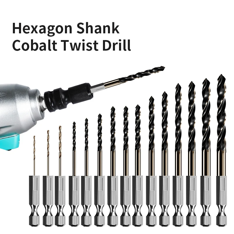 drill bit set Newshark hex shank twist wood metal hole cutter core drilling tool cobalt 2 3 4 5 6 7 8 9 10 12mm HSS