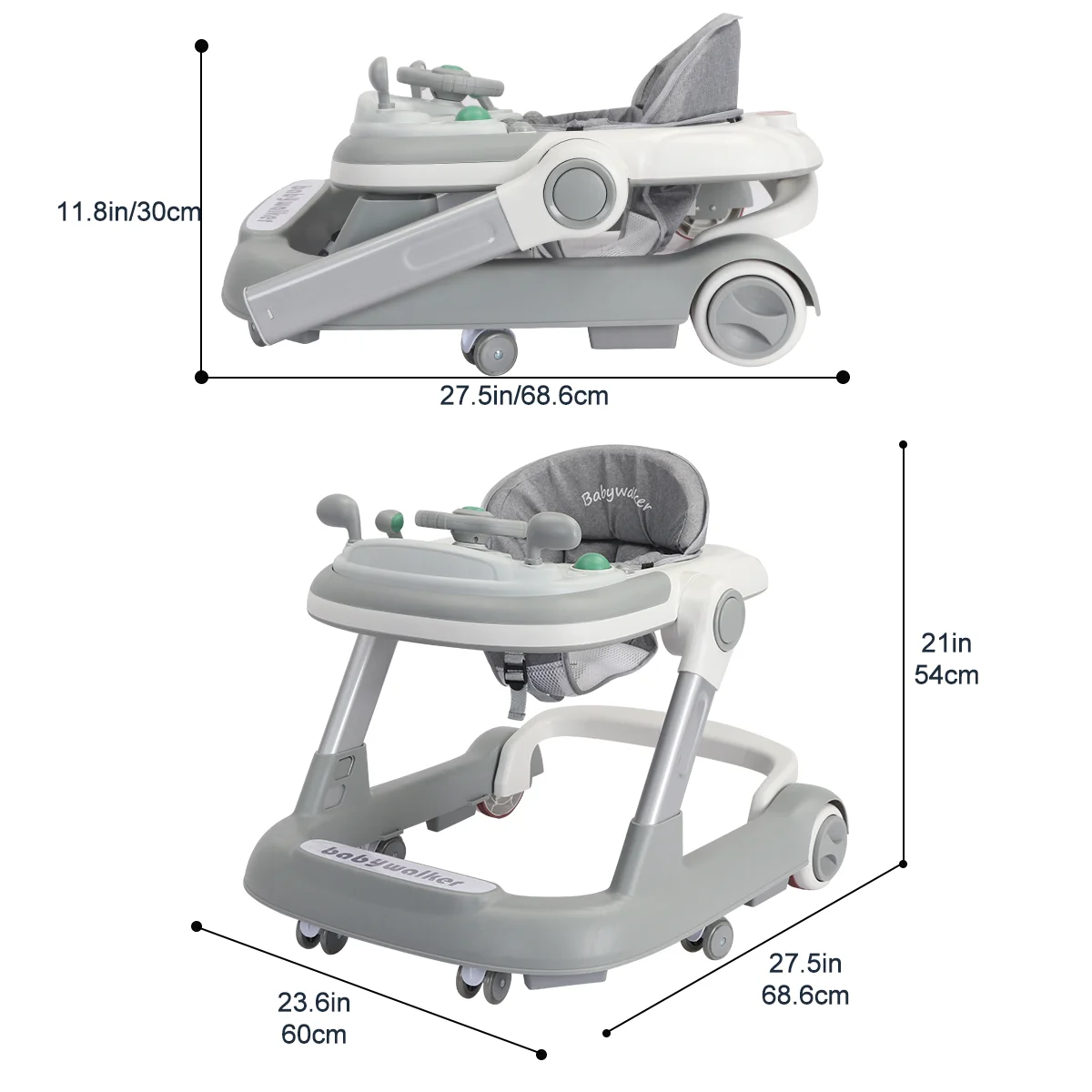 UBRAVOO Push Walker with Detachable Feeding and Music Trays, Foldable Learning Toy for Infants and Toddlers, 2 In 1 Walker 6