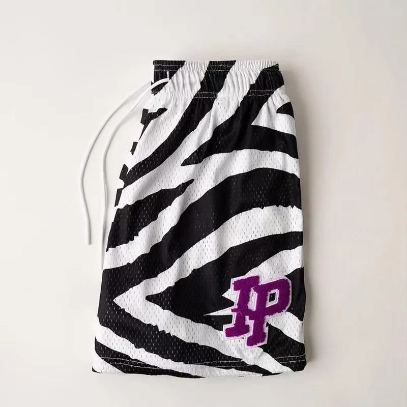 Men's and women's fashion quarter pants Loose mesh quick drying sweatpants Beach slacks leopard print letter men's shorts