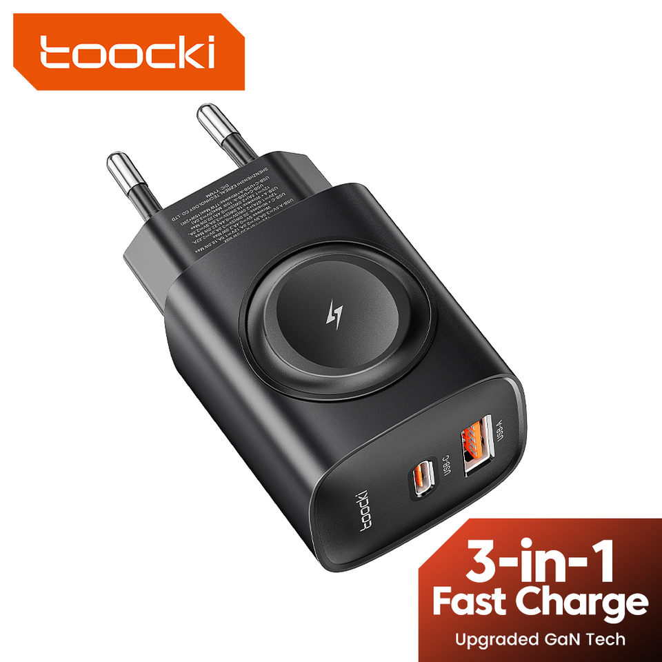 Toocki 3 in 1 Charging Station GaN Charger for iPhone Apple Wacth USB C PD 20W Fast Charging for iPhone 16 15 14 13 Samsung