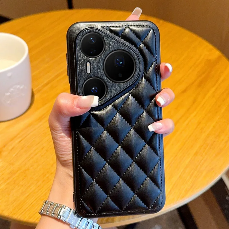 Three-Dimensional Puff Check Fragrance Style Leather Phone Case