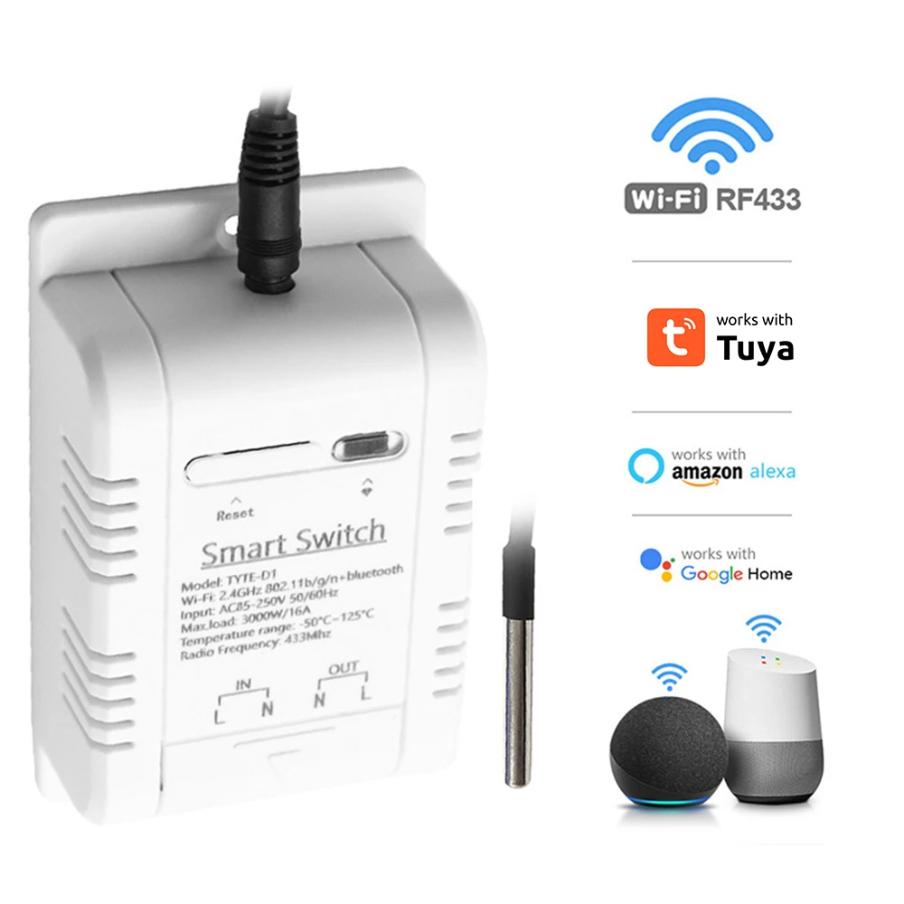 Tuya Wi-Fi 스마트 온도 스위치, 에너지 소비 모니터링 온도조절기, Alexa용, 16A, 3000W, 1 PCs, 2 PCs, 3PCs