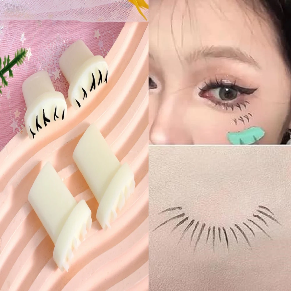 

Lower Eyelash Stamp Stencil with Handle Profession Lazy Quick Make Up Under Eyelash Template Seal False Eyelash Print Tool