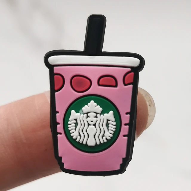 1Pcs PVC Shoe Buckle Accessories Funny DIY Colorful Cat Coffee Cup Shoes Buttons Decoration Jibz For Croc Charms Kids Gift E