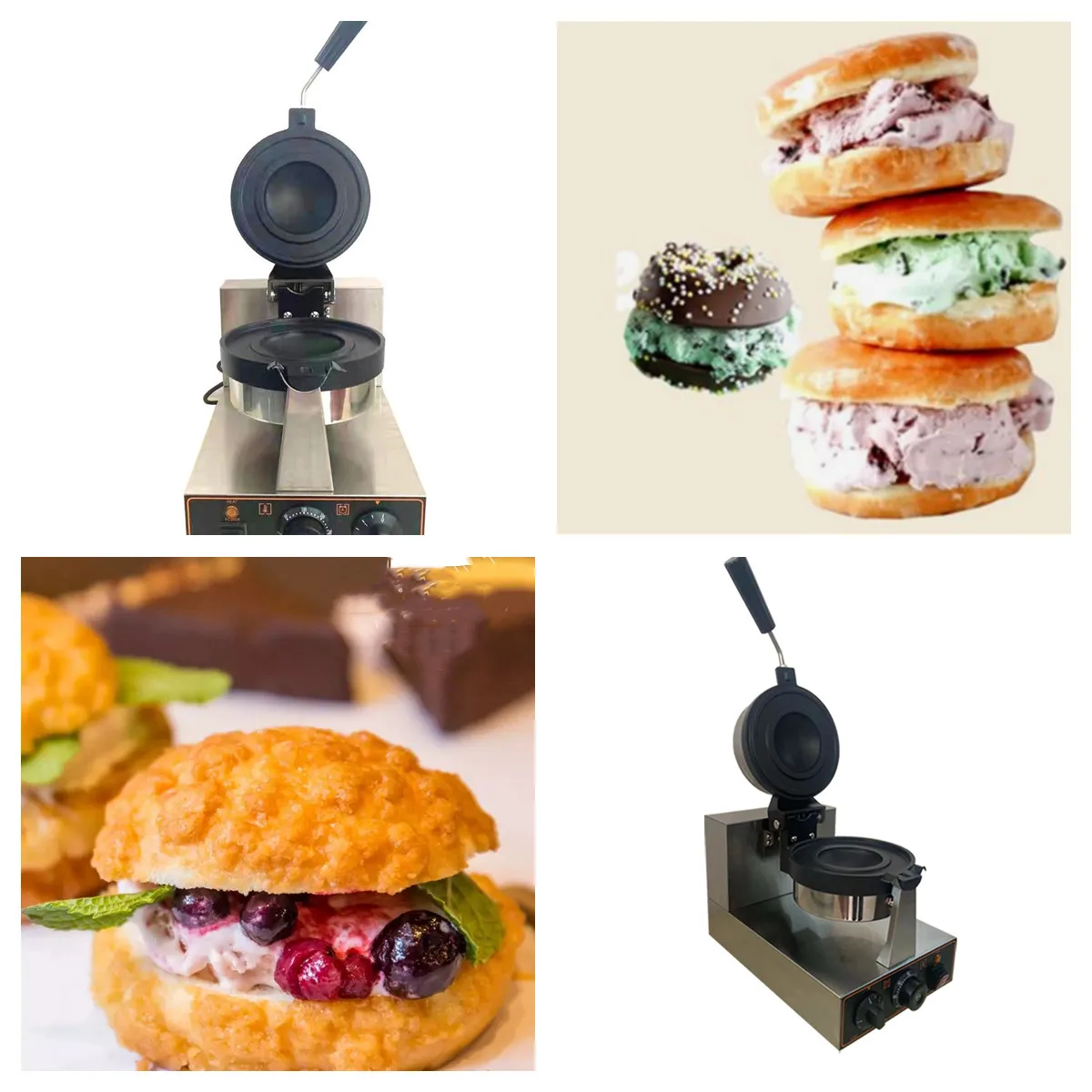 Hamburger Press Maker Rivestimento Antiaderente Gelato Panini Press Gelato Burger Forno Waffle Cup Hamburger Waffle Making Machine