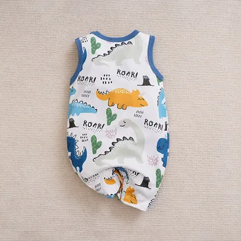 Newborn Clothing Cute Cartoon Animal Print Casual And Comfortable Soft Boy And Girl Summer Round Neck Sleeveless Baby Jumpsuit 2
