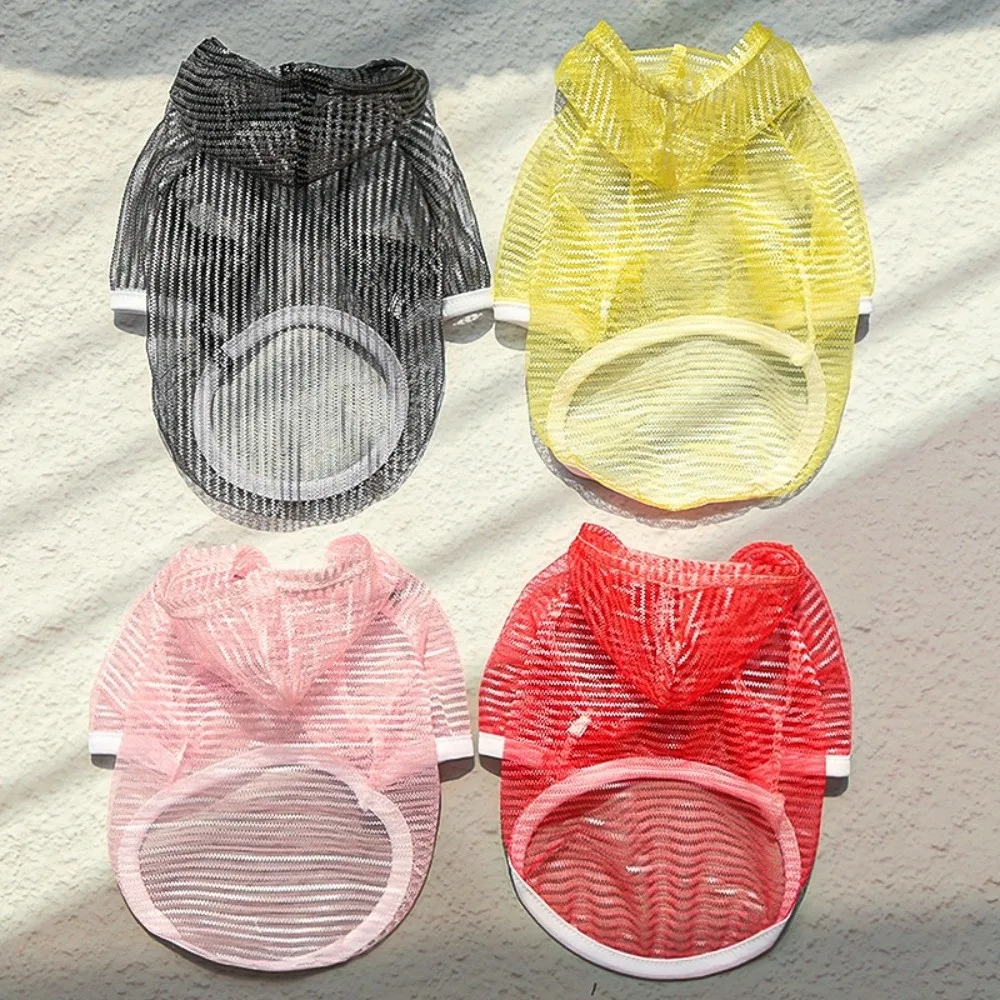 얇은 원단 메쉬 강아지 옷 후드 스타일 UV 차단 모기 방지 스웨트셔츠 빠른 건조 쿨링 애완견 티셔츠 요크 강아지용