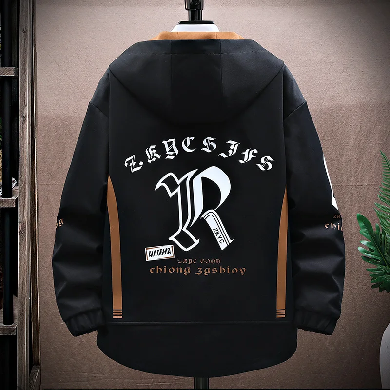 الرجال سترات مقنع عادية الخريف المرقعة رقيقة معاطف أبلى سترة واقية الشارع الشهير الملابس حجم كبير