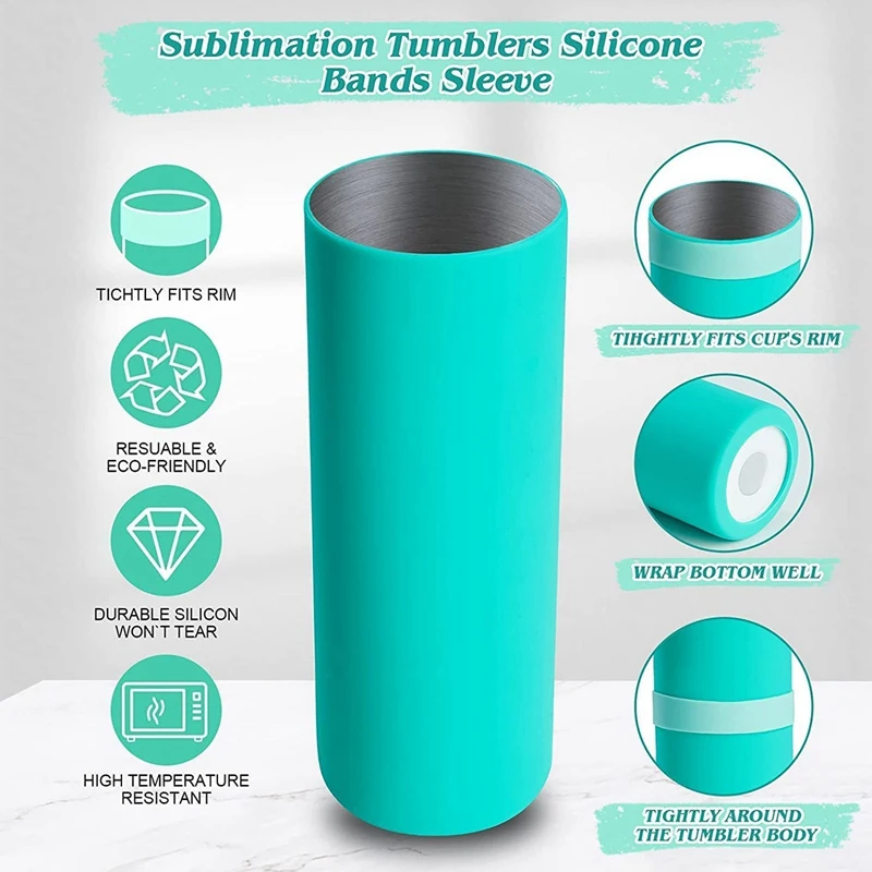 Silicone Bands for Sublimation Tumbler -Prevent Ghosting Sublimation  Tight-Fitting for Tumbler Sublimation Accessories