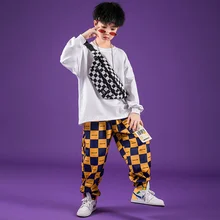 

Boys hip hop autumn suit long sleeved sweater performance clothes children's hip hop performance clothes boys fashion show