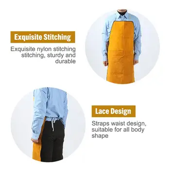 Leather Welder Apron Heavy Duty Flame Retardant Welding Work Apron Unisex Adjustable Work Shop Protective Clothing 4