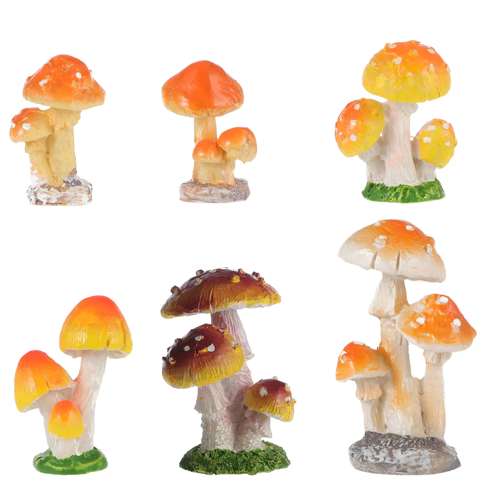 

Home Decor Mini Mushroom Statue Miniatures Decoration Resin Diy Garden Ornament Micro Landscape Mini 6Pcs