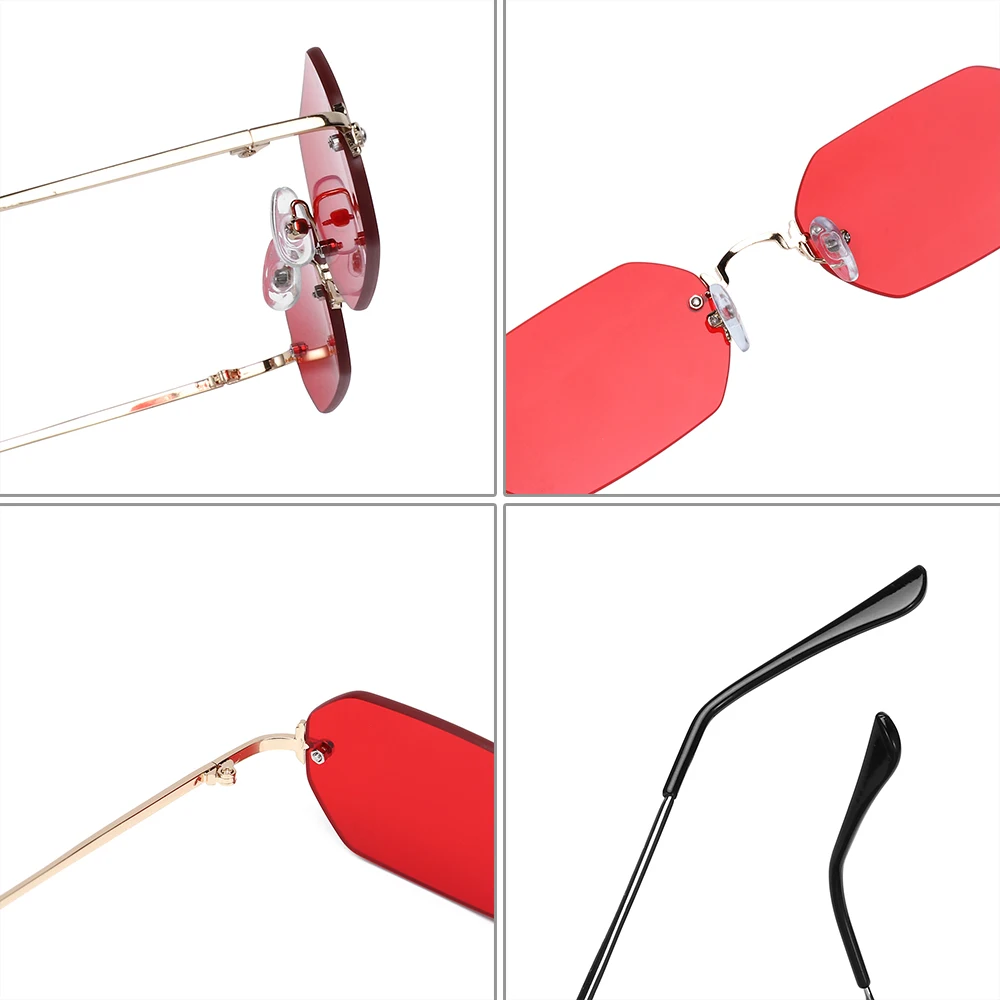 Vintage Randlose Polygon Sonnenbrille Frauen Männer Luxus Marke Designer Beliebte Reise Kleine Rahmen Sonnenbrille Damen – Detail 4