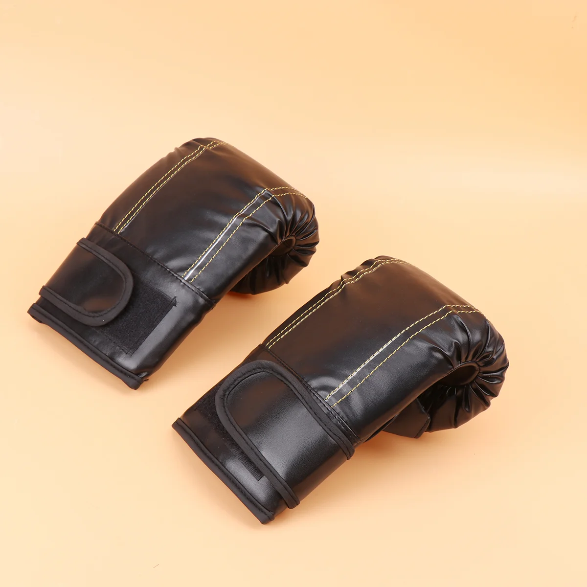 PU Boxing Gloves Training Mitts Sparring Hand Pads for Taekwondo Kickboxing Fighting (Black) PU gloves