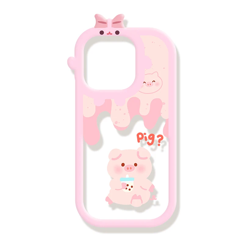Case For IPhone 14 11 13 12 Pro Max Cute Pig Bear Cases Iphone X XR XS Max 7 8 6 6S Plus 14 SE 2020 2022 Transparent Cover Funda