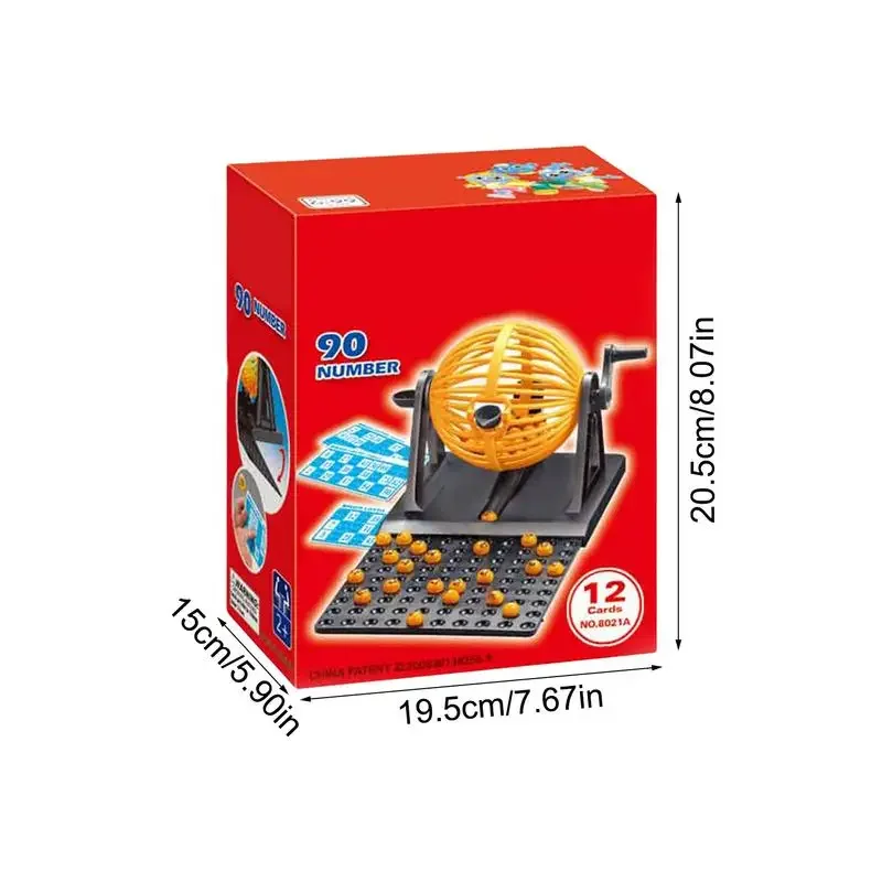 Funny Lottery Machine Family Party Games Set with Cage for Bingo Game 90 Mini Chips 12 Master Cards for Kids Adults Board Games 6
