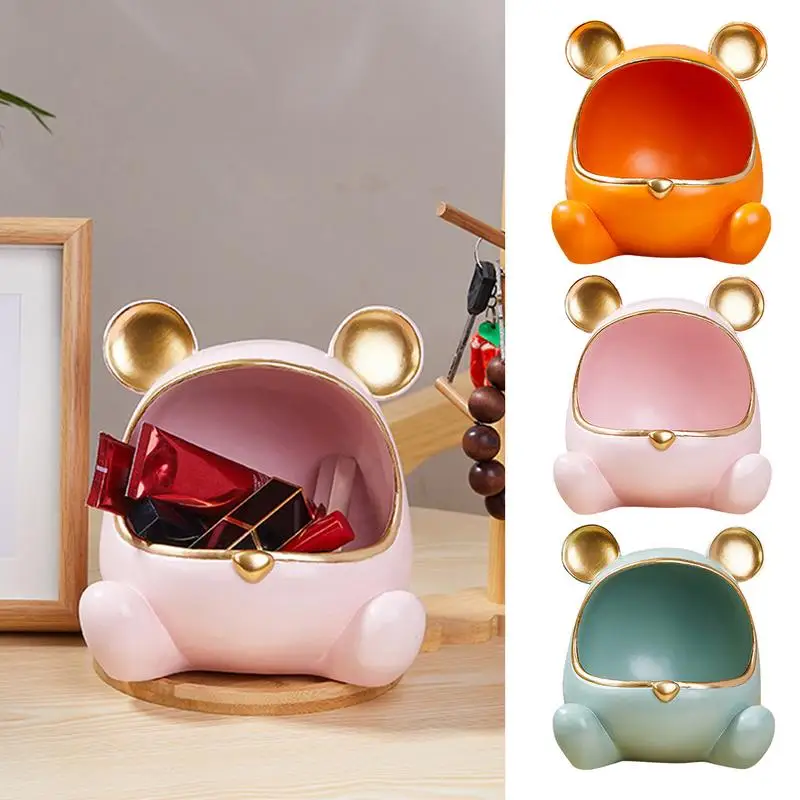 

Cat Entryway Key Storage Tray Resin Animal Sculpture Bear Storage Statue Cute Key Tray Organizer Cat Statue Cute For Living Room