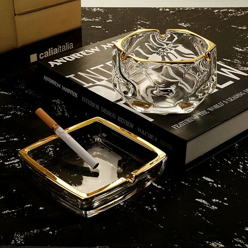 

INS Style Minimalist Creative Crystal Glass Light Luxury Multifunctional Ashtray Modern Living Room Coffee Table Home Office