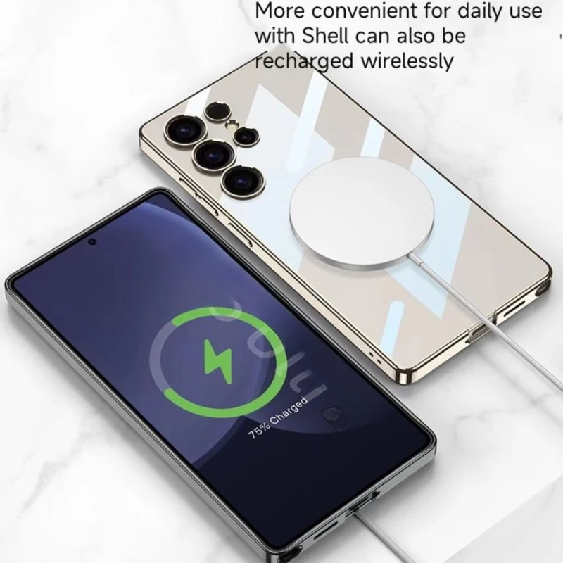 Electroplated Wireless Charging Protective Phone Case - Solid Color Hard Shell Cover
